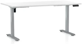 Masa inaltime reglabila OfficeTech B, 160 x 80 cm, bază gri, alb
