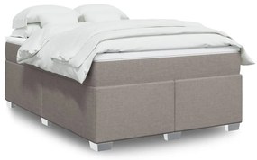 vidaXL Pat box spring cu saltea, gri taupe, 140x200 cm, textil