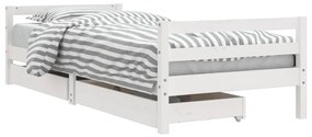 834439 vidaXL Cadru de pat cu sertare de copii, alb, 90x200 cm lemn masiv pin