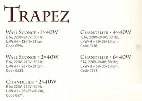 Aplica de perete rustica fabricata manual din lemn Trapez WOOD-TR-AP1
