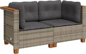 vidaXL Canapele de colț de grădină cu perne, 2 buc., gri, poliratan