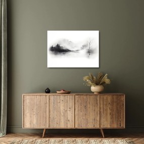 Tablou pe sticlă - pictură cu cerneală de peisaj (70x50 cm)