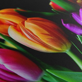 Tablou -Lalele pe fond negru (120x50 cm)