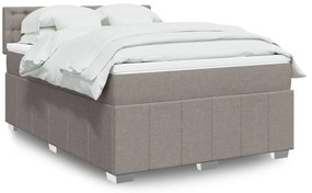 vidaXL Pat box spring cu saltea, gri taupe, 140x200 cm, textil