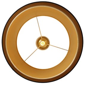 Plafoniera moderna neagra cu auriu 47 cm cu abajur dublu - Combi