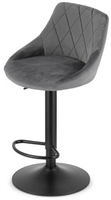 PROMO Scaun de bar gri VELVET KAST cu picior negru II calitate