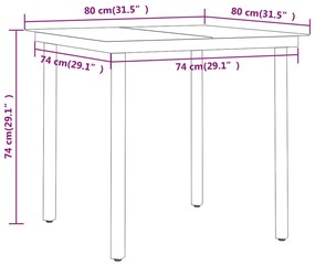 Set mobilier de gradina, cu perne, 3 piese, bej Bej, Lungime masa 80 cm, 3