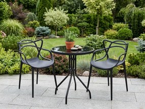 OFERTA Masa de gradina rotunda cu blat de sticla ISLAND BLACK 60 cm, negru Clasa II