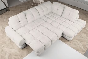 Set canapea extensibilă cu funcţie de extensie electrică, crem, pe dreapta, TOLLO L ROH