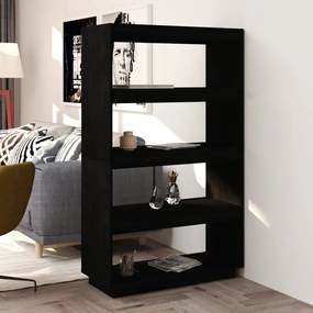 810893 vidaXL Bibliotecă/Separator cameră, negru 80x35x135 cm, lemn masiv pin