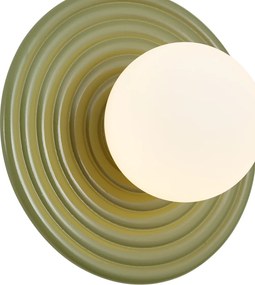 Lampă de perete retro verde cu opal rotund 20cm IP44 - Lila