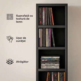 HOMCOM Dulap Suport Cd Da Perete Con 12 Polițe In Lemn 21x20x175cm Negru | Aosom Romania