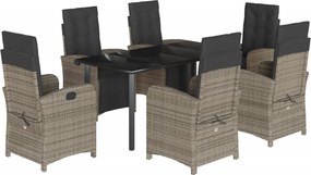 vidaXL Set mobilier de grădină cu perne, 7 piese, gri, poliratan