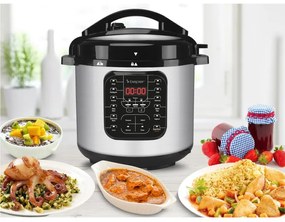 Multicooker sub presiune Beper P101COS001, 1200W, 6 L, 15 programe, Timer, Inox/Negru
