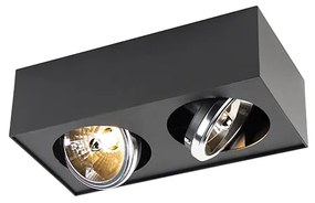 Spotlight pătrat negru cu 2 lumini - Kaya