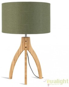 Lampa de masa cu trepied, realizata din materiale naturale, durabile si ecologice, Annapurna verde