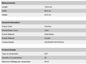 Lustra XXL aplicata cristal Schöler design de lux Sheraton 120x90cm, chrome