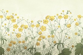 Tapet Vintage Buttercups, Yellow, Rebel Walls