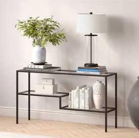 Consola Benito din metal si sticla culoare negru 120 cm