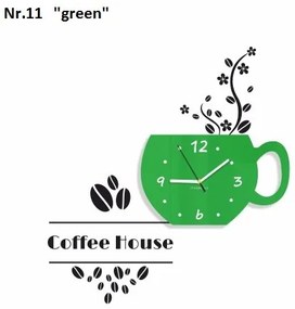 Ceas decorativ Coffee House pentru bucătărie Verde