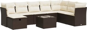 vidaXL Set canapele de grădină cu perne, 9 piese, maro, poliratan
