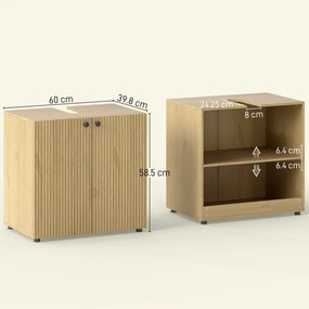 HOMCOM Dulap sub lavoar, dulap de baie 2 uși cu închidere amortizată, raft reglabil, 60x39,8x58,5cm, lemn natural | Aosom Romania
