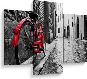 Tablou - Bicicleta roșie pe o stradă pavată (90x60 cm)