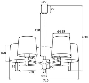 Candelabru modern design elegant PONTE 5L roz