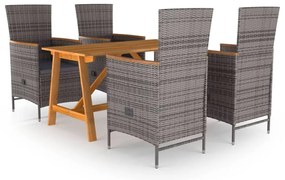 vidaXL Set de masă pentru grădină, 5 piese, gri