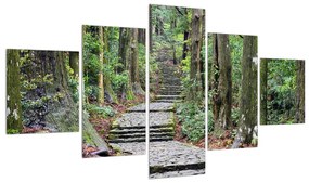 Tablou cu trepte din piatră în pădure (125x70 cm), în 40 de alte dimensiuni noi