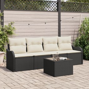 vidaXL Set de canapele pentru grădină 5 pcs Negru Rattan poli