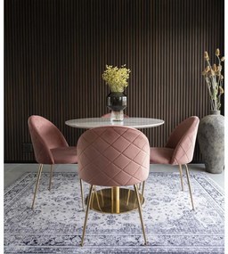 Scaun Geneve Dining, catifea, roz, picioare cu efect de alamă