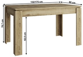 Masă de dining pliabilă DORSI, stejar Navarra
