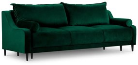 Canapea extensibila 3 locuri Rutile cu tapiterie din catifea, verde