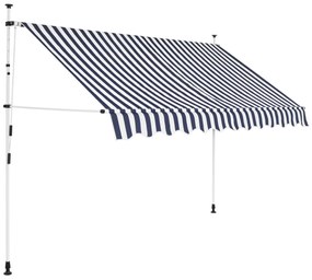 vidaXL Copertină retractabilă manual, dungi albastru și alb, 250 cm