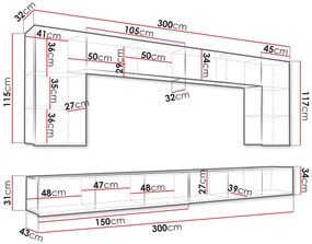 Mobilier living Brolani XIII (Stejar auriu + Alb + lucios Alb) . 1104545