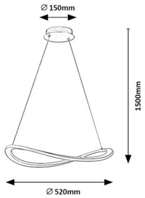 Lustra LED suspendata din metal auriu Kallira D-52cm