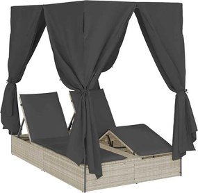 vidaXL Șezlong dublu Gri deschis 205 x 129 x 200 cm poliratan