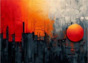 Tablou pe sticlă - Pictura abstractă a orașului (70x50 cm)