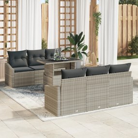 vidaXL Set de canapele pentru grădină cu pernă 7 pcs Gri deschis