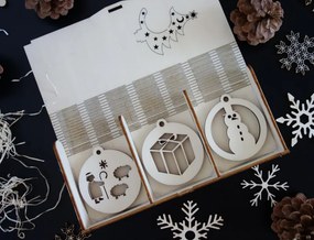 SENTOP | Ornamente din lemn de Crăciun, 1 set-18 bucăți