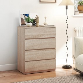 HOMCOM Comodă cu 4 Sertare, Dulap Înalt pentru Dormitor, Comodă cu Sertare cu Ghidaje Metalice și Mânere Scanalate, Alb | Aosom Romania