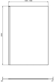 Paravan dus walk-in 140x200 cm Ideal Standard i.Life, sticla securizata, profil argintiu 1400x2000 mm