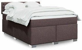 vidaXL Pat box spring cu saltea, maro închis, 140x200 cm, textil