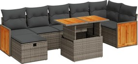 vidaXL Set canapea de grădină cu perne, 5 piese, gri, poliratan