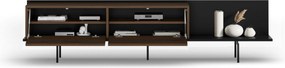 Comodă TV Zenar 200 cm cu picioare metalice - nuc elegant / negru