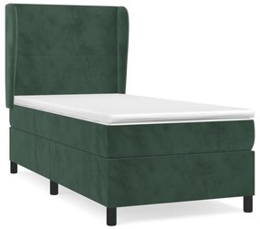 3129060 vidaXL Pat box spring cu saltea, verde închis, 80x200 cm, catifea