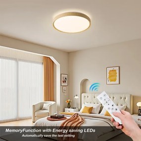 Plafonieră LED Brilagi CORVO, dimmabilă, 72W/230V, 3000-6000K, finisaj decor lemn, Ø50 cm, cu telecomandă inclusă