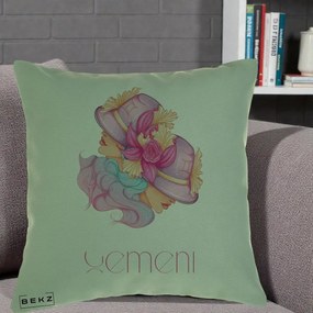 Perna Personalizata Zodie Gemeni, 40x40 cm, Verde, Husa Detasabila, Perna Inclusa, BEKZ®