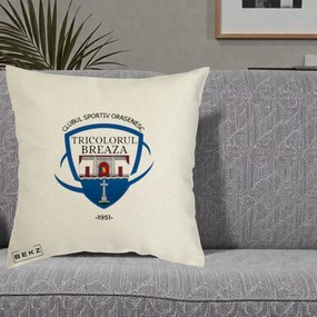 Perna Personalizata CSO Tricolorul Breaza 1951, 40x40 cm, Ecru, Husa Detasabila, Perna Inclusa, BEKZ®